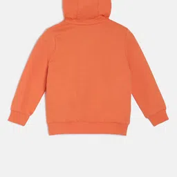 MINI KLUB Boys Orange Solid Hooded Sweatshirt image 4