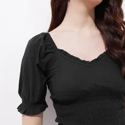 DressBerry Vintage Vibes Shirred Chic Crop Top image 5