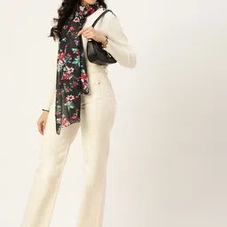 DressBerry Women Black & Green Floral Printed Stole image 2