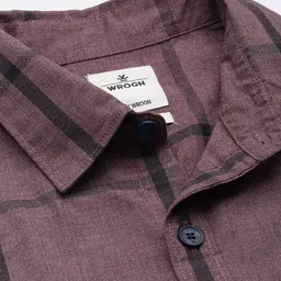WROGN Pure Cotton Comfort Fit Windowpane Checked Casual Shirt image 2