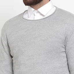 ARMISTO Men Grey Melange Self Design Lightweight Pullover Sweater image 3