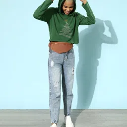 KASSUALLY Women Gorgeous Green Conversational Christmas Update Sweatshirt image 4