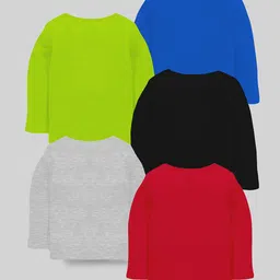 KUCHIPOO Boys Pack of 5 Printed Regular Fit T-shirts image 2