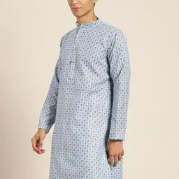 SOJANYA Men Ethnic Motifs Foil Printed Cotton Linen Kurta image 4