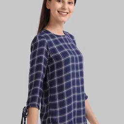 Parx Women Blue Checked Top image 3
