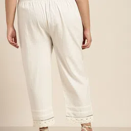 Juniper Plus Women Off White Solid Urban Slim Fit Trousers image 3