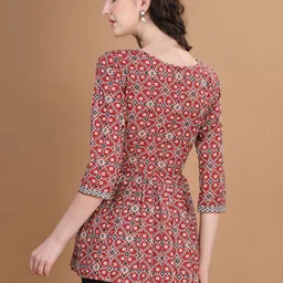 Kinjo Print Cotton Cinched Waist Longline Top image 2