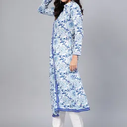 Divena Women Off-White & Blue Printed A-Line Kurta image 2