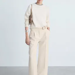 MANGO Women Pleated Trousers With Belt Detail image 4