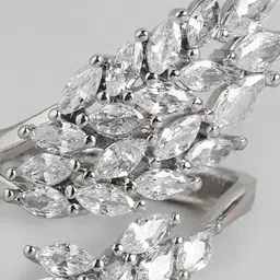 DressBerry Stone Studed Leaf-Shaped Finger Ring image 2