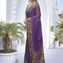 KALINI Floral Printed Saree with Blouse Piece image 5