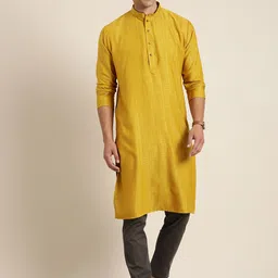 HERE&NOW Men Woven Design Jacquard Kurta image 3