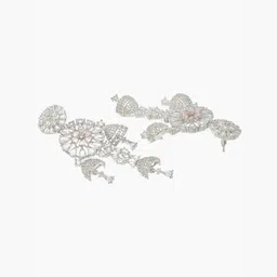 ZENEME Pink Floral Drop Earrings image 3