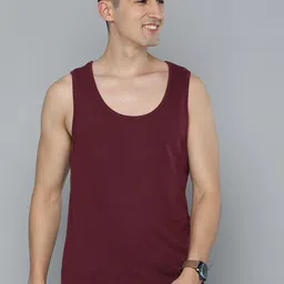 HERE&NOW Men Solid Pure Cotton T-shirt image 3