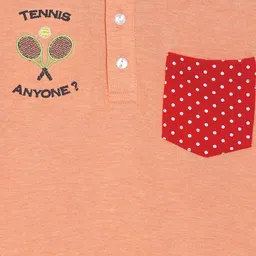 LAdore Boys Orange & Red Solid Polo Collar T-shirt image 4