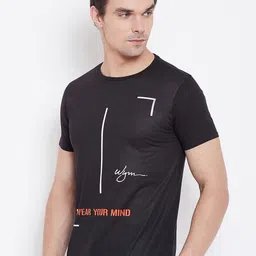 Wear Your Mind Men Black Printed Round Neck T-shirt image 4