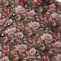 Manyavar Men Coffee Brown & Beige Solid Kurta with Churidar & Nehru Jacket image 2