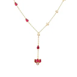 Unniyarcha 92.5 Silver Gold-Plated Stone Studded Necklace image 5
