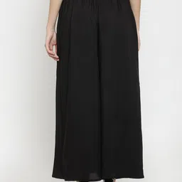 Clora Creation Women Pack Of 2 Black & Blue Solid Flared Palazzos image 4