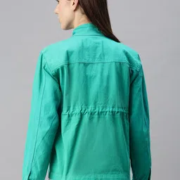 VOXATI Women Sea Green Denim Jacket image 3