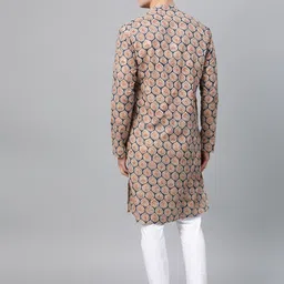 See Designs Men Blue & Beige Printed Straight Kurta image 4