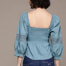 The Roadster Lifestyle Co. Sweetheart Neck Dobby Cotton Empire Top image 3