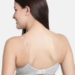 Floret Grey Melange & Pink Solid Non-Wired Lightly Padded T-shirt Bra F20560 image 3