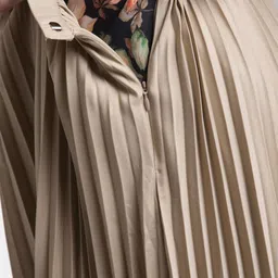 FableStreet Beige Pleated Midi Skirt image 3