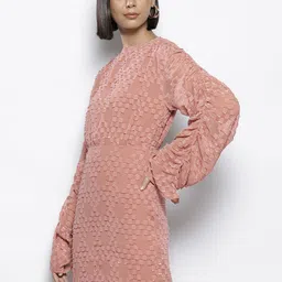 NA-KD Dobby Weave Flared Sleeve Sheath Mini Dress image 3