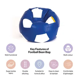 THREADVIBE LIVING Blue & White Football Bean Bag With Beans image 2