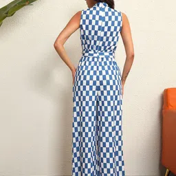 TANDUL Women Halter Neck Checked Basic Jumpsuit image 4