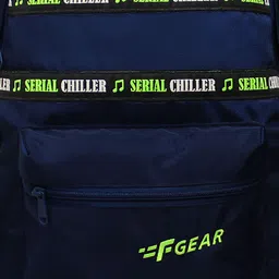 F Gear Unisex Navy Blue & Green Contrast Detailing Medium Backpack image 3