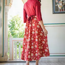 YASH GALLERY Floral Printed Shirt Collar A-Line Dress image 3