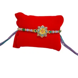 vrinde Om Designer Metal Rakhi:: Greeting card n Roli image 2