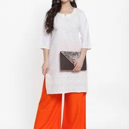 TAG 7 Women Pack Of 2 Orange & Peach-Coloured Solid Flared Palazzos image 5