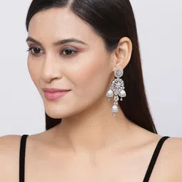 ZENEME Pink Floral Drop Earrings image 5