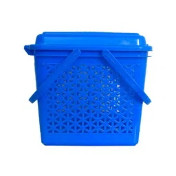 Kuber Industries Blue Plastic Fruit & Vegetable Basket With Lid image 3