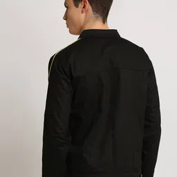 VOXATI Men Black Solid Denim Jacket image 5