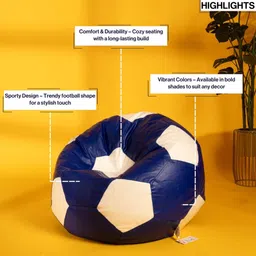 THREADVIBE LIVING Blue & White Football Bean Bag With Beans image 4