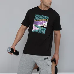 Puma Men Graphics Photoprint Regular Fit Pure Cotton Outdoor T-shirt image 4