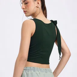 glitchez Ruched Rebel Tie-Up Crop Fitted Top image 2