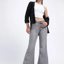 glitchez Women Flared Fun Light Fade Stretchable Bootcut Jeans image 4