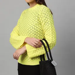 STREET 9 Black Solid Tote Bag image 4