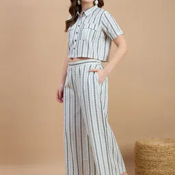 ZUMMER Pure Cotton Stripe Shirt With Palazzos Co-Ords image 5