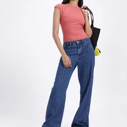 glitchez Detail Drop Textured Styled Back Top image 5