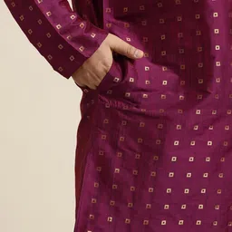 SOJANYA PLUS Men Burgundy Printed Kurta with Churidar image 4