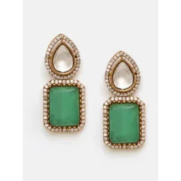 Ruby Raang Studio Green Stone and Mossanite Choker Jewellery Set image 4