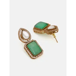 Ruby Raang Studio Green Stone and Mossanite Choker Jewellery Set image 5