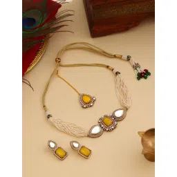 Ruby Raang Studio Yellow Stone and Mossanite Choker Jewellery Set image 2