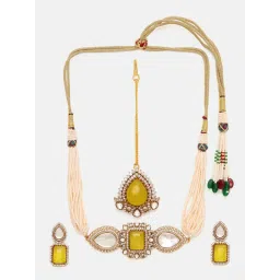 Ruby Raang Studio Yellow Stone and Mossanite Choker Jewellery Set image 3